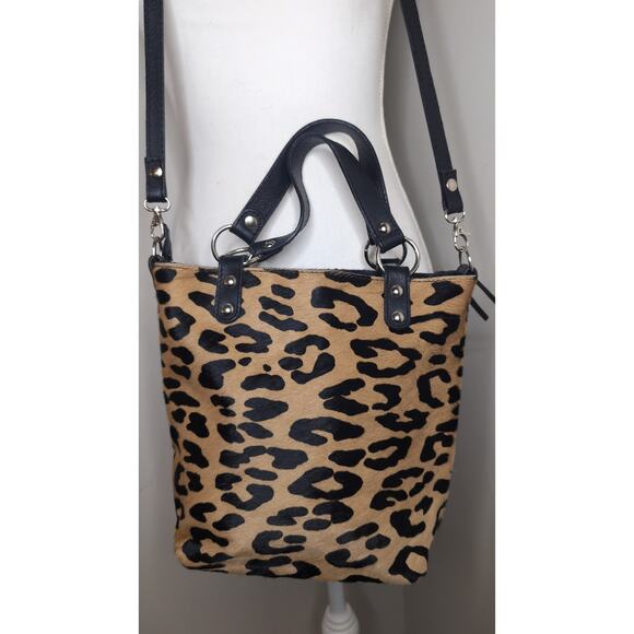 Maurizio Taiuti Handbags - Maurizio Taiuti calf hair leopard leather convertible crossbody Italy